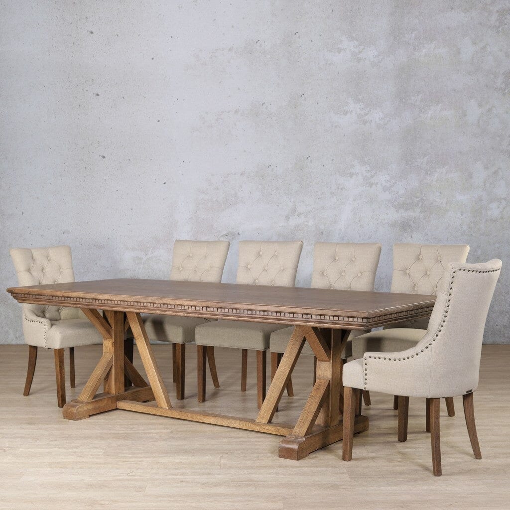 Berkeley Fluted Wood Top & Duchess 10 Seater Dining Set Dining room set Leather Gallery  Antique Dark Oak 