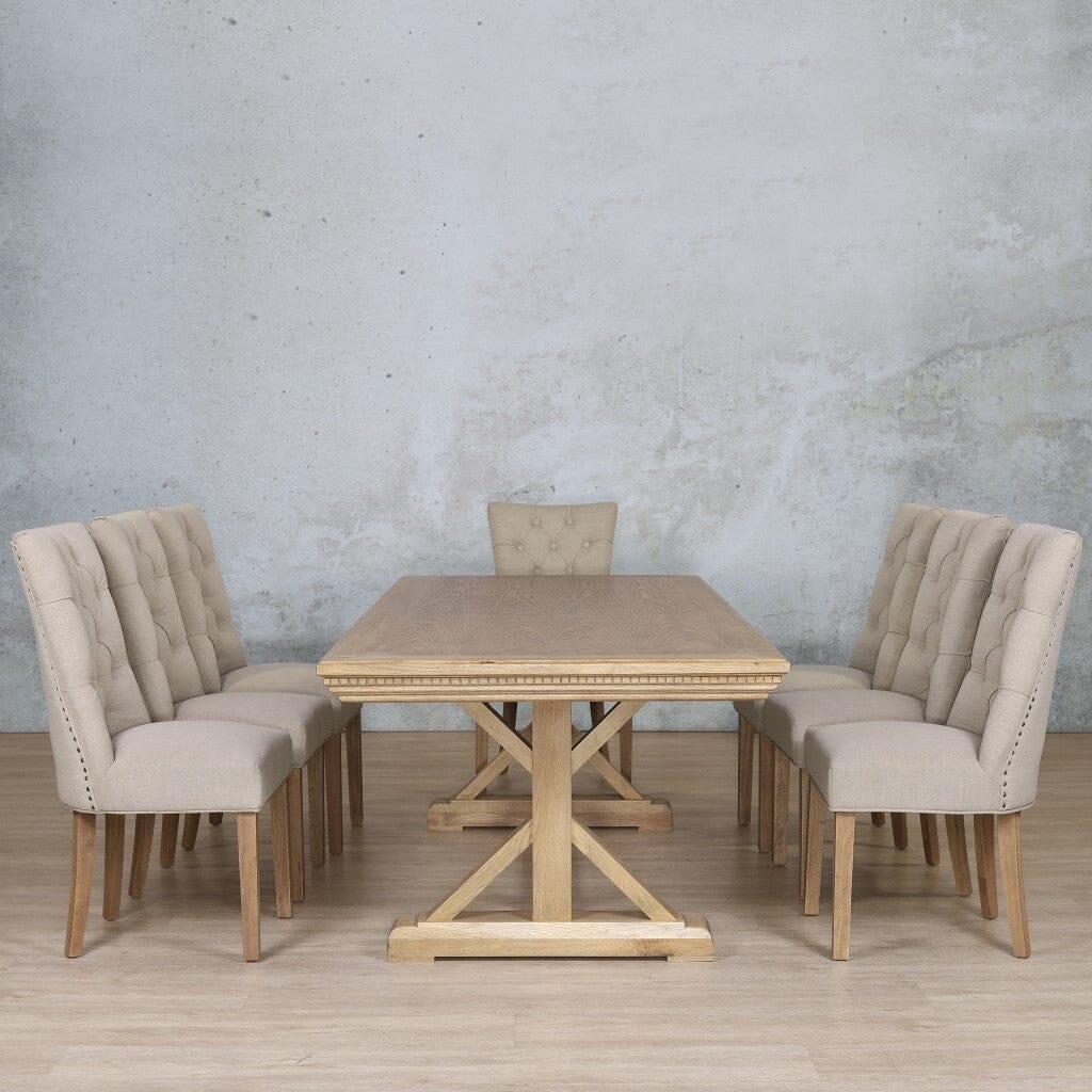 Berkeley Fluted Wood Top & Duchess 8 Seater Dining Set Dining room set Leather Gallery  Antique Natural Oak 