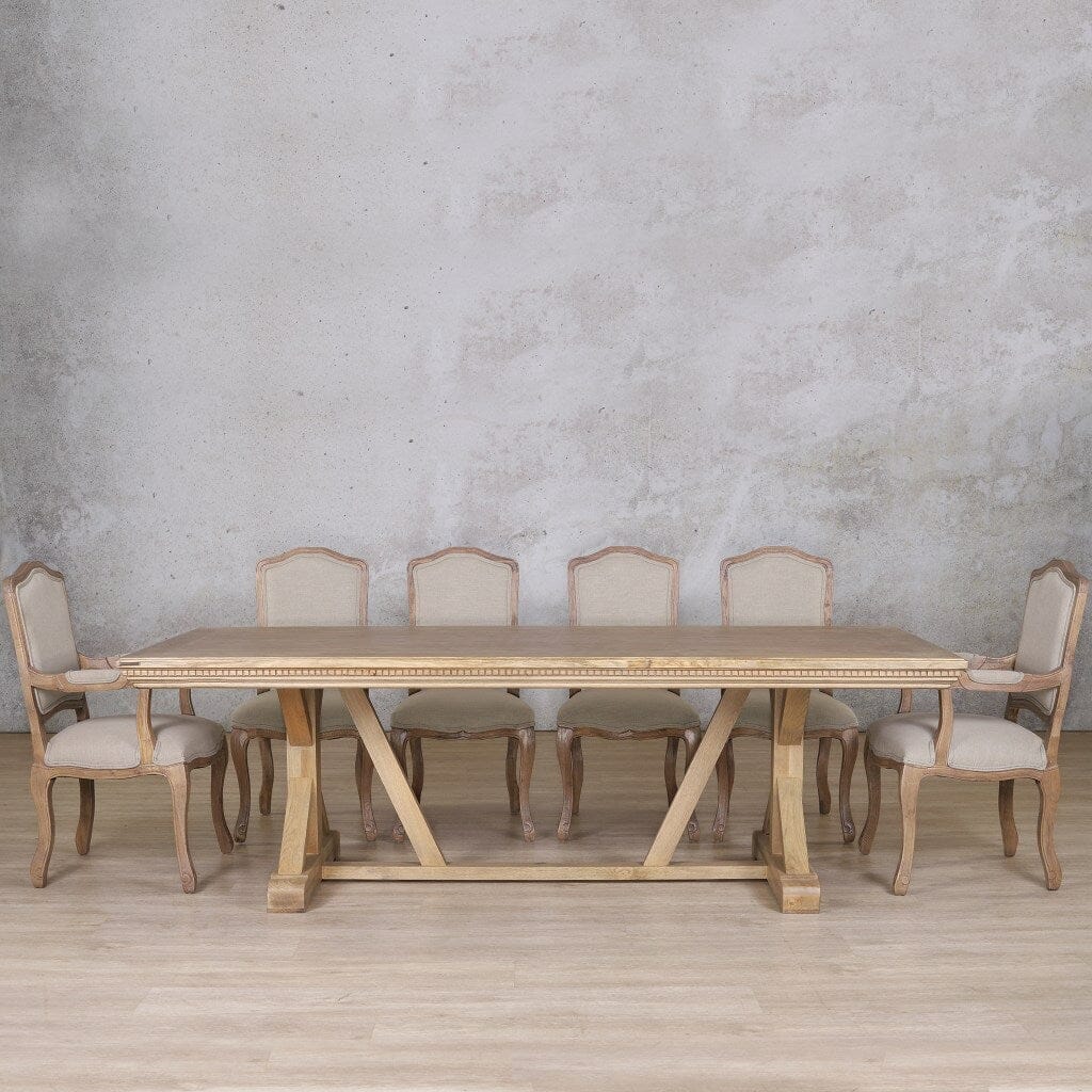 Berkeley Fluted Wood Top & Duke 10 Seater Dining Set Dining room set Leather Gallery Antique Natural Oak 