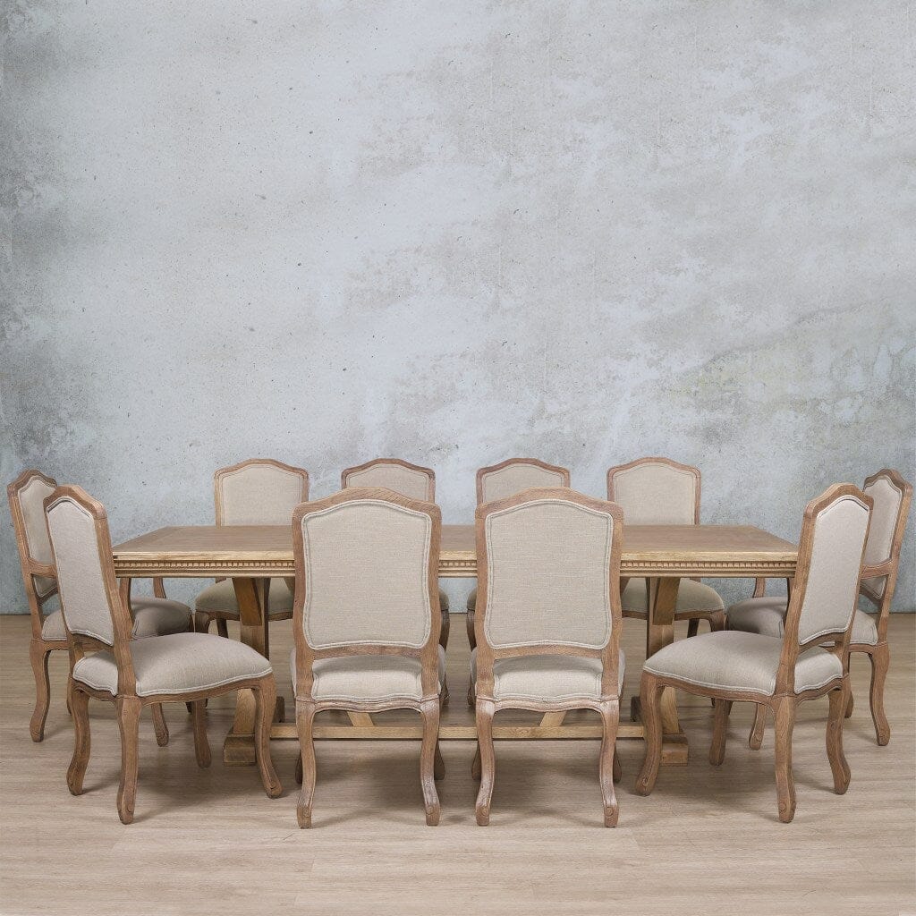 Berkeley Fluted Wood Top & Duke 10 Seater Dining Set Dining room set Leather Gallery  Antique Natural Oak 