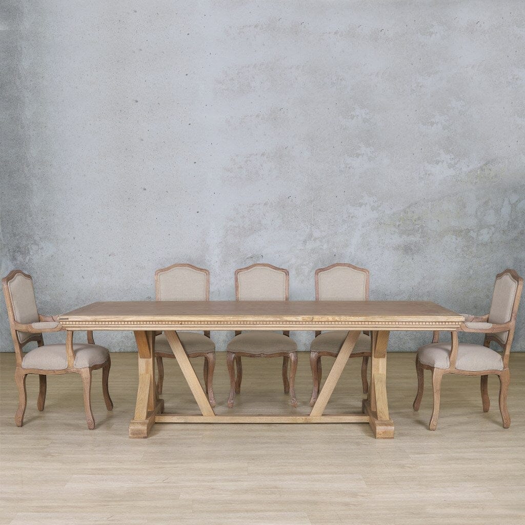 Berkeley Fluted Wood Top & Duke 8 Seater Dining Set Dining room set Leather Gallery Antique Natural Oak 