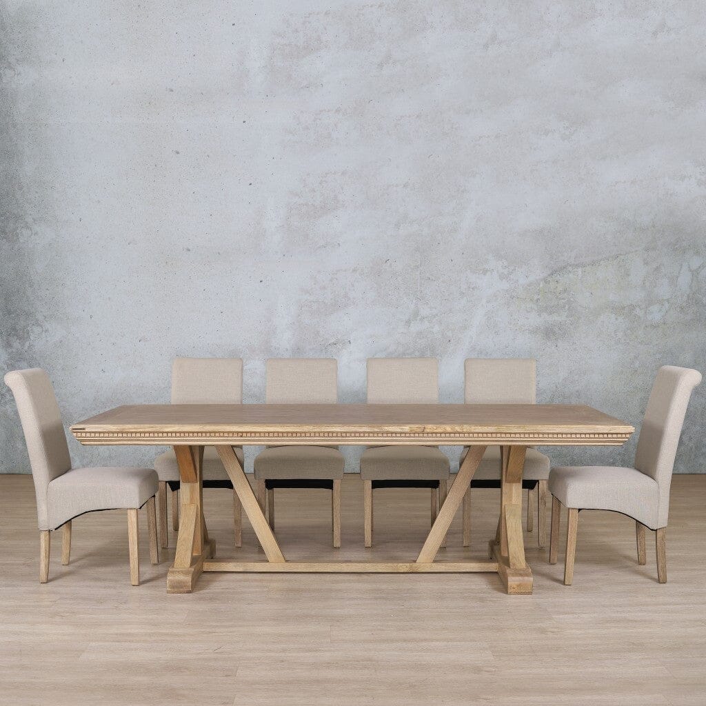 Berkeley Fluted Wood Top & Windsor 10 Seater Dining Set Dining room set Leather Gallery Antique Natural Oak 