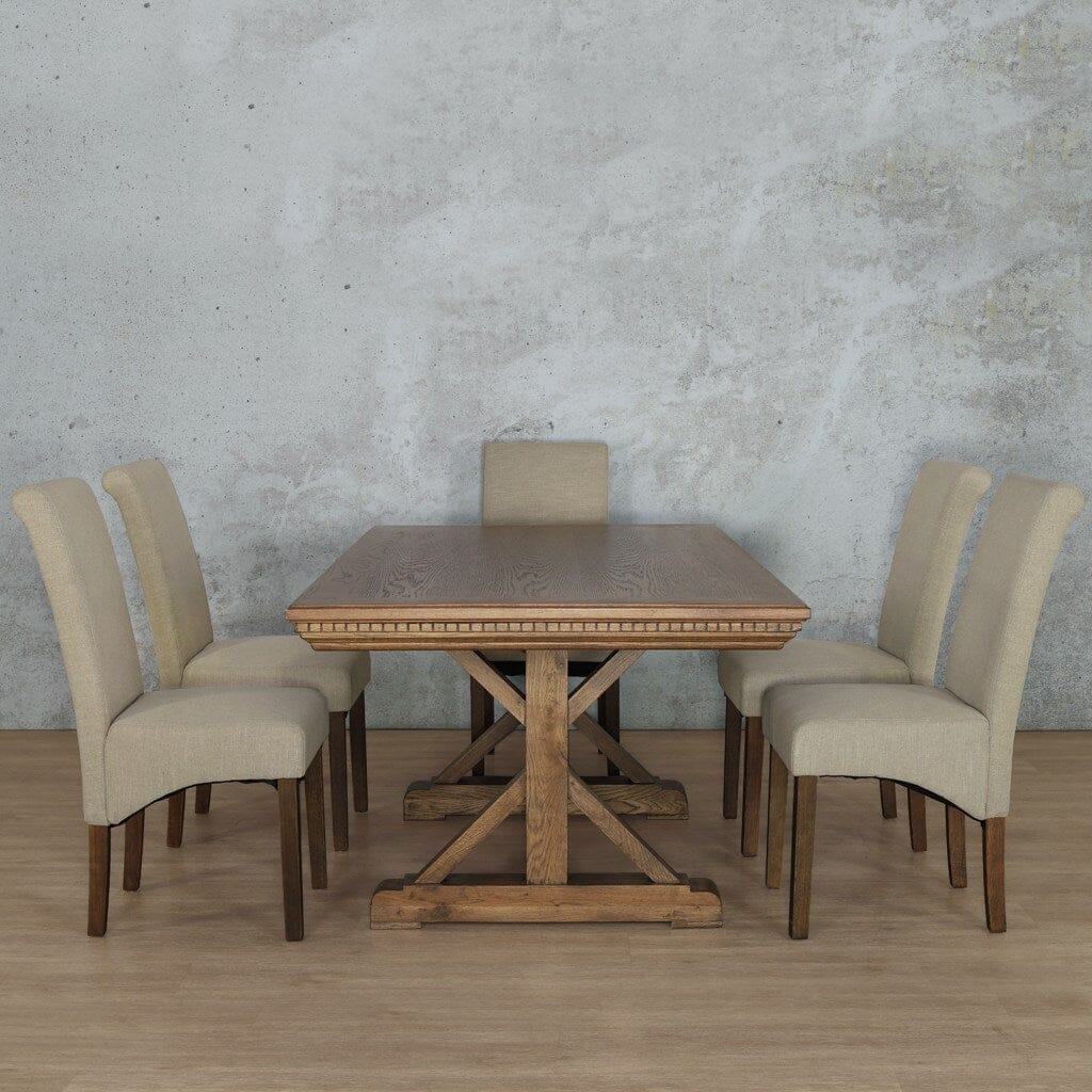 Berkeley Fluted Wood Top & Windsor 6 Seater Dining Set Dining room set Leather Gallery  Antique Dark Oak 