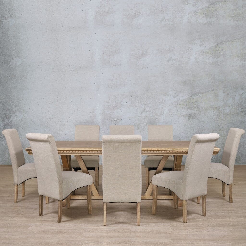 Berkeley Fluted Wood Top & Windsor 8 Seater Dining Set Dining room set Leather Gallery  Antique Natural Oak 