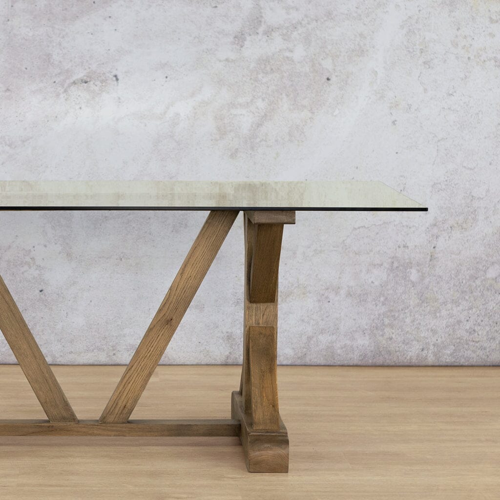 Berkeley Glass Dining Table - 2.4M / 8 or 10 Seater Dining Table Leather Gallery antique natural oak