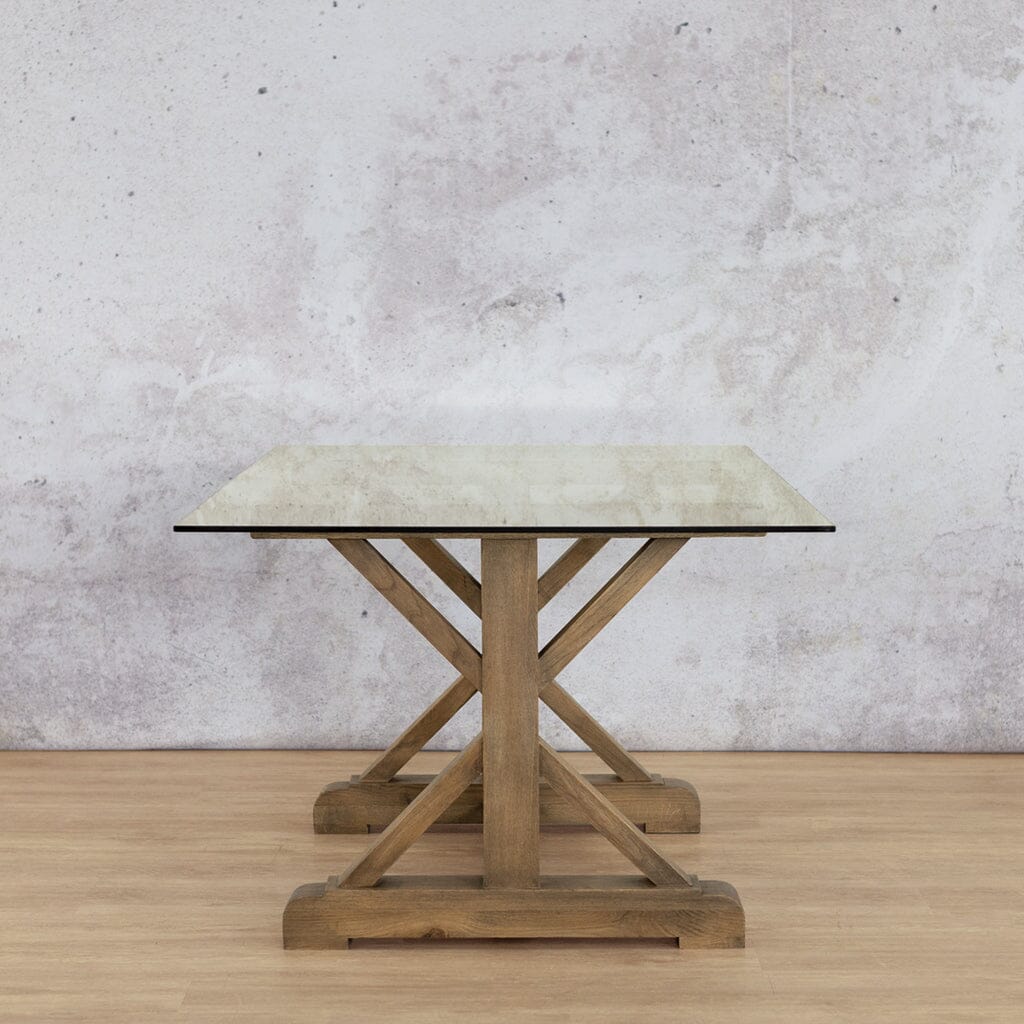 Berkeley Glass Dining Table - 2.4M / 8 or 10 Seater Dining Table Leather Gallery-antique-natural-oak
