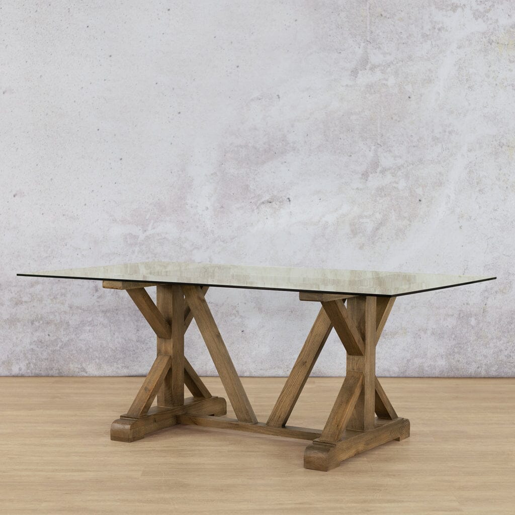 Berkeley Glass Dining Table - 2.4M / 8 or 10 Seater Dining Table Leather Gallery-antique-natural-oak