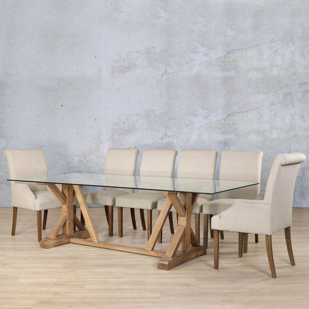 Berkeley Glass Top & Baron 10 Seater Dining Set Dining room set Leather Gallery  Antique Dark Oak 