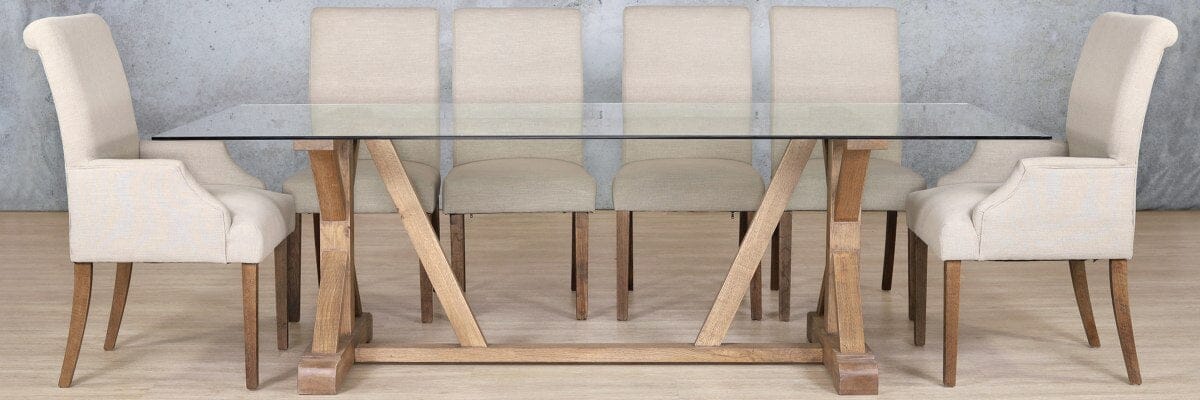 Berkeley Glass Top & Baron 10 Seater Dining Set Dining room set Leather Gallery 