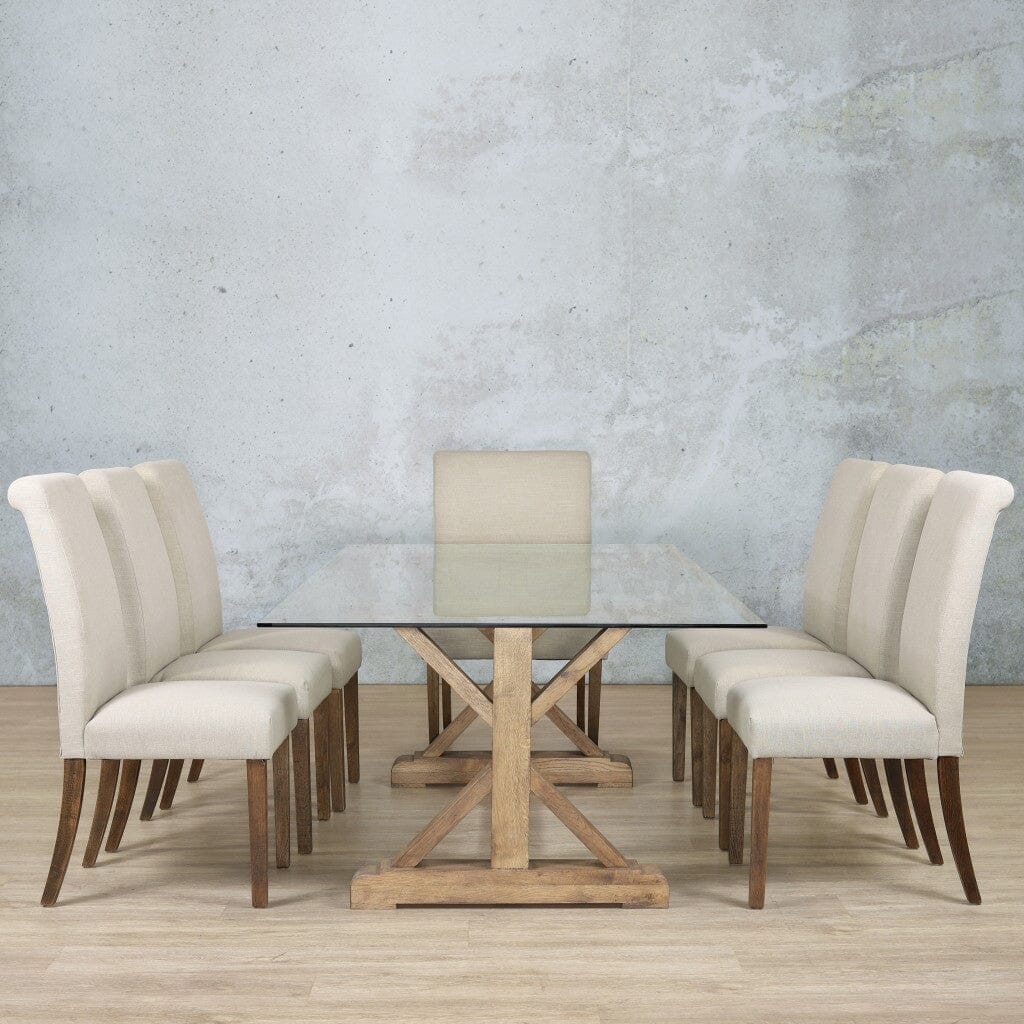 Berkeley Glass Top & Baron 8 Seater Dining Set Dining room set Leather Gallery  Antique Dark Oak 