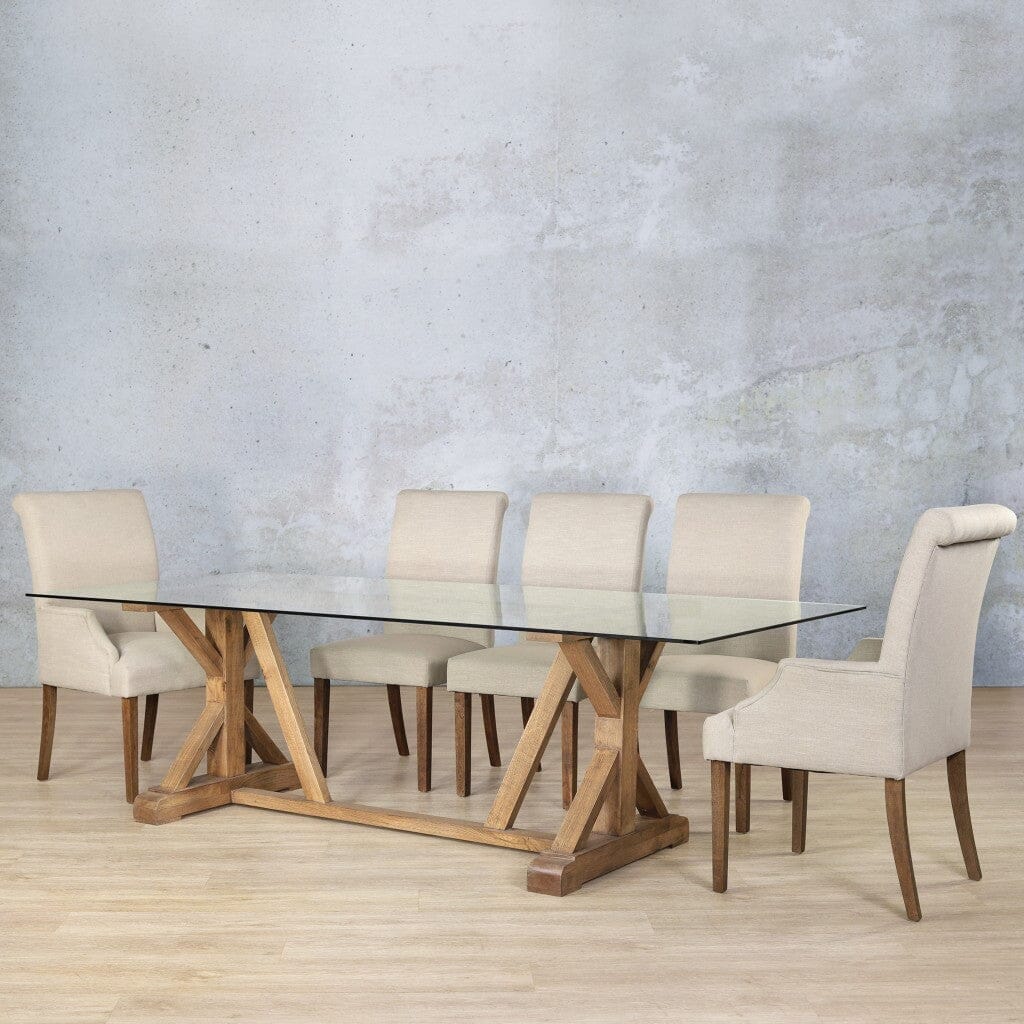 Berkeley Glass Top & Baron 8 Seater Dining Set Dining room set Leather Gallery  Antique Dark Oak 