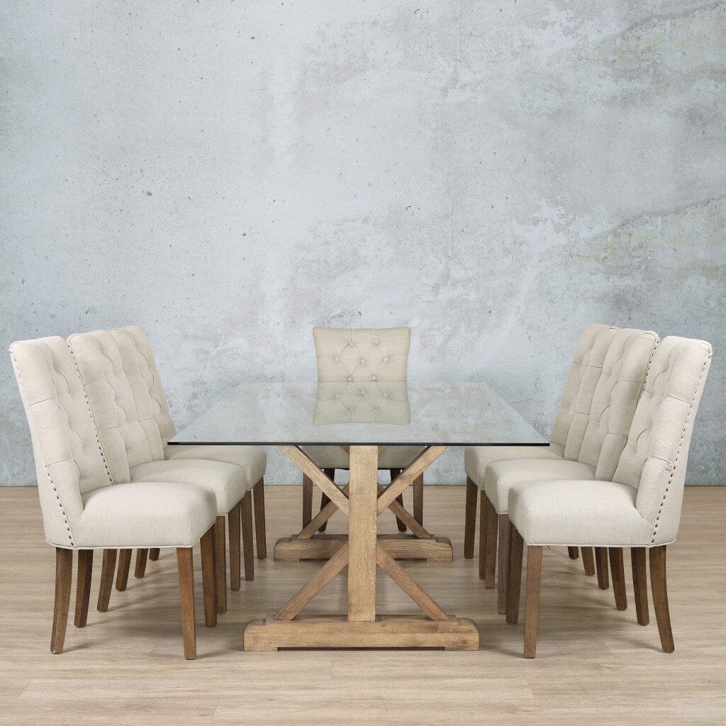 Berkeley Glass Top & Duchess 8 Seater Dining Set Dining room set Leather Gallery  Antique Dark Oak 