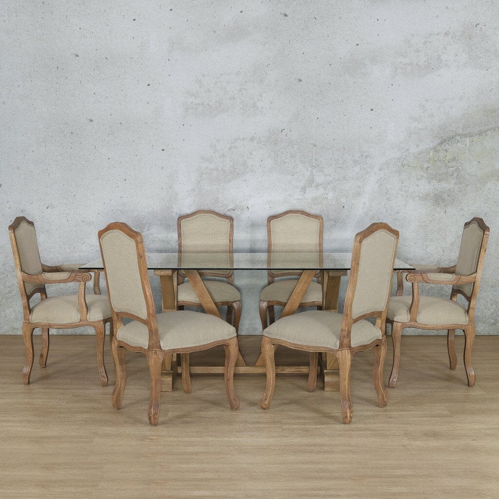 Berkeley Glass Top & Duke 6 Seater Dining Set Dining room set Leather Gallery  Antique Natural Oak 