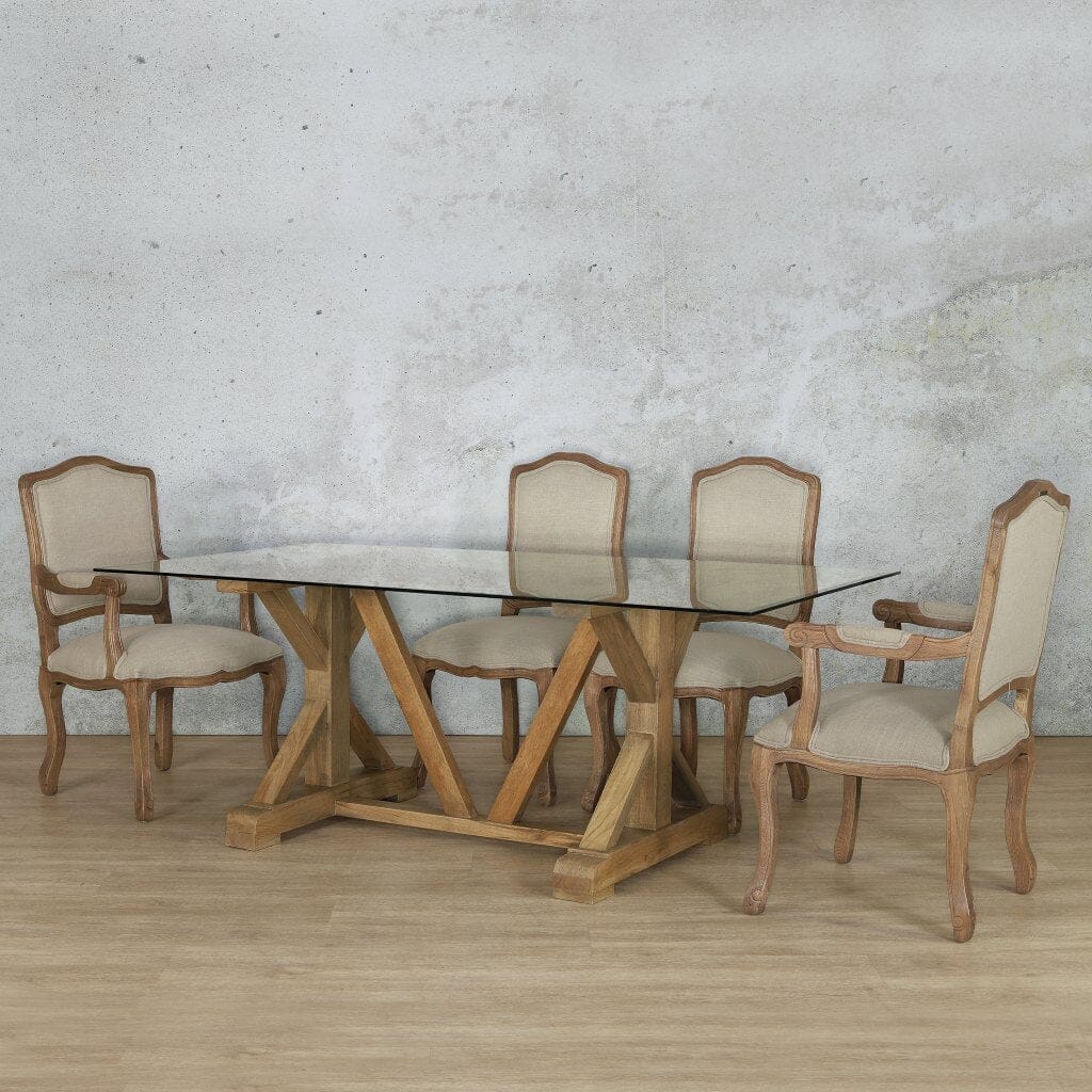 Berkeley Glass Top & Duke 6 Seater Dining Set Dining room set Leather Gallery  Antique Natural Oak 