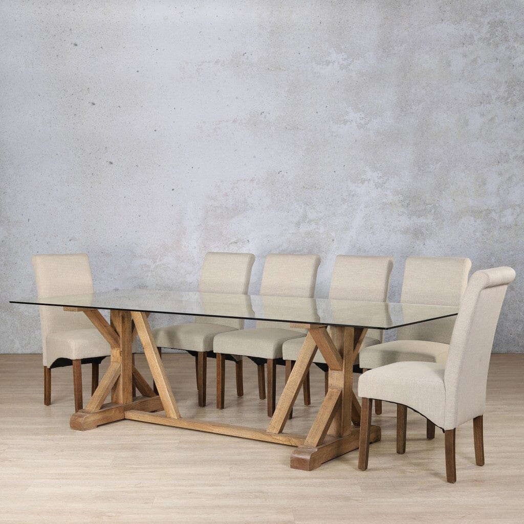 Berkeley Glass Top & Windsor 10 Seater Dining Set Dining room set Leather Gallery  Antique Dark Oak 