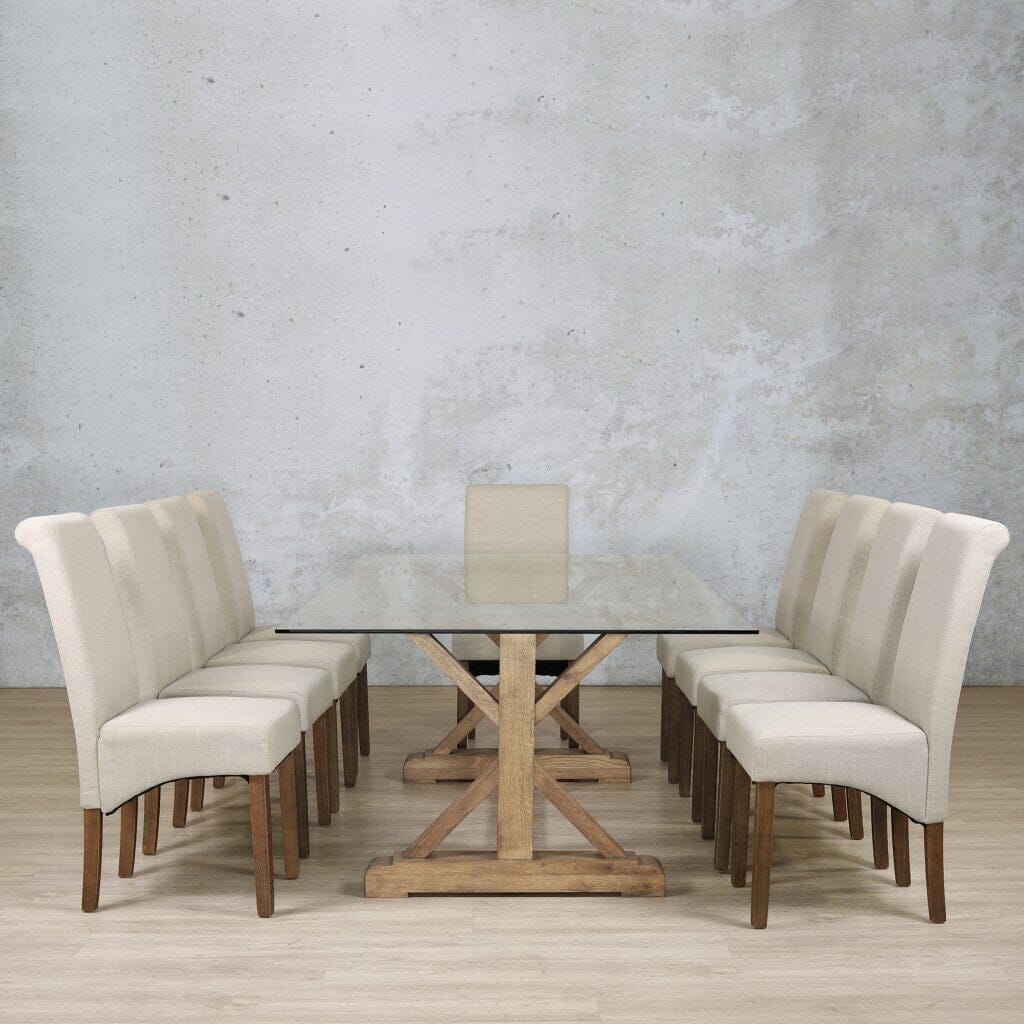 Berkeley Glass Top & Windsor 10 Seater Dining Set Dining room set Leather Gallery  Antique Dark Oak 