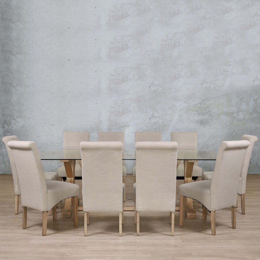 Berkeley Glass Top & Windsor 10 Seater Dining Set Dining room set Leather Gallery  Antique Natural Oak 