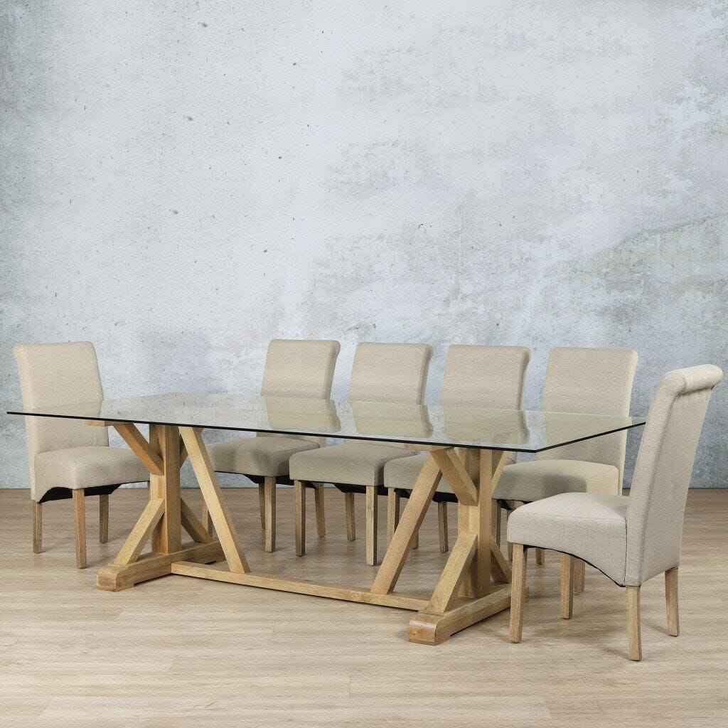 Berkeley Glass Top & Windsor 10 Seater Dining Set Dining room set Leather Gallery  Antique Natural Oak 