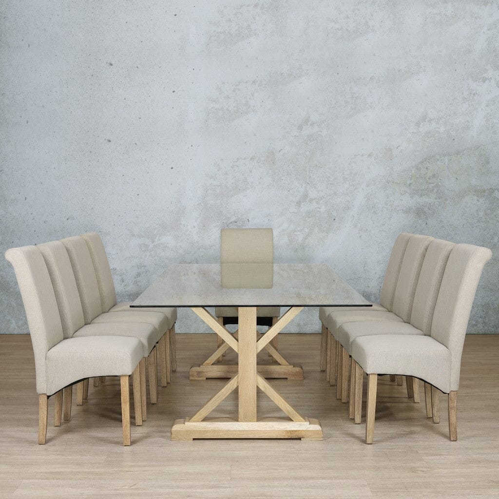 Berkeley Glass Top & Windsor 10 Seater Dining Set Dining room set Leather Gallery  Antique Natural Oak 