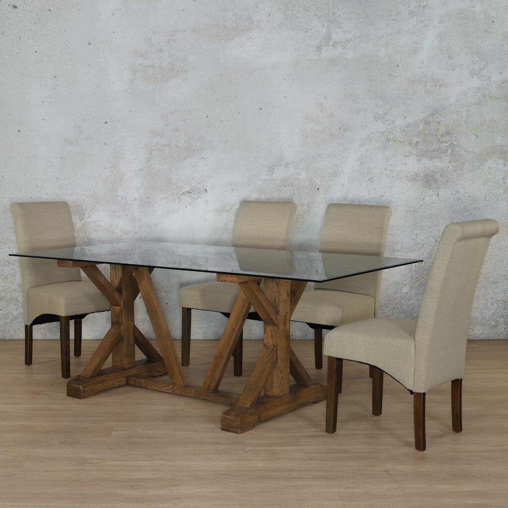 Berkeley Glass Top & Windsor 6 Seater Dining Set Dining room set Leather Gallery  Antique Dark Oak 