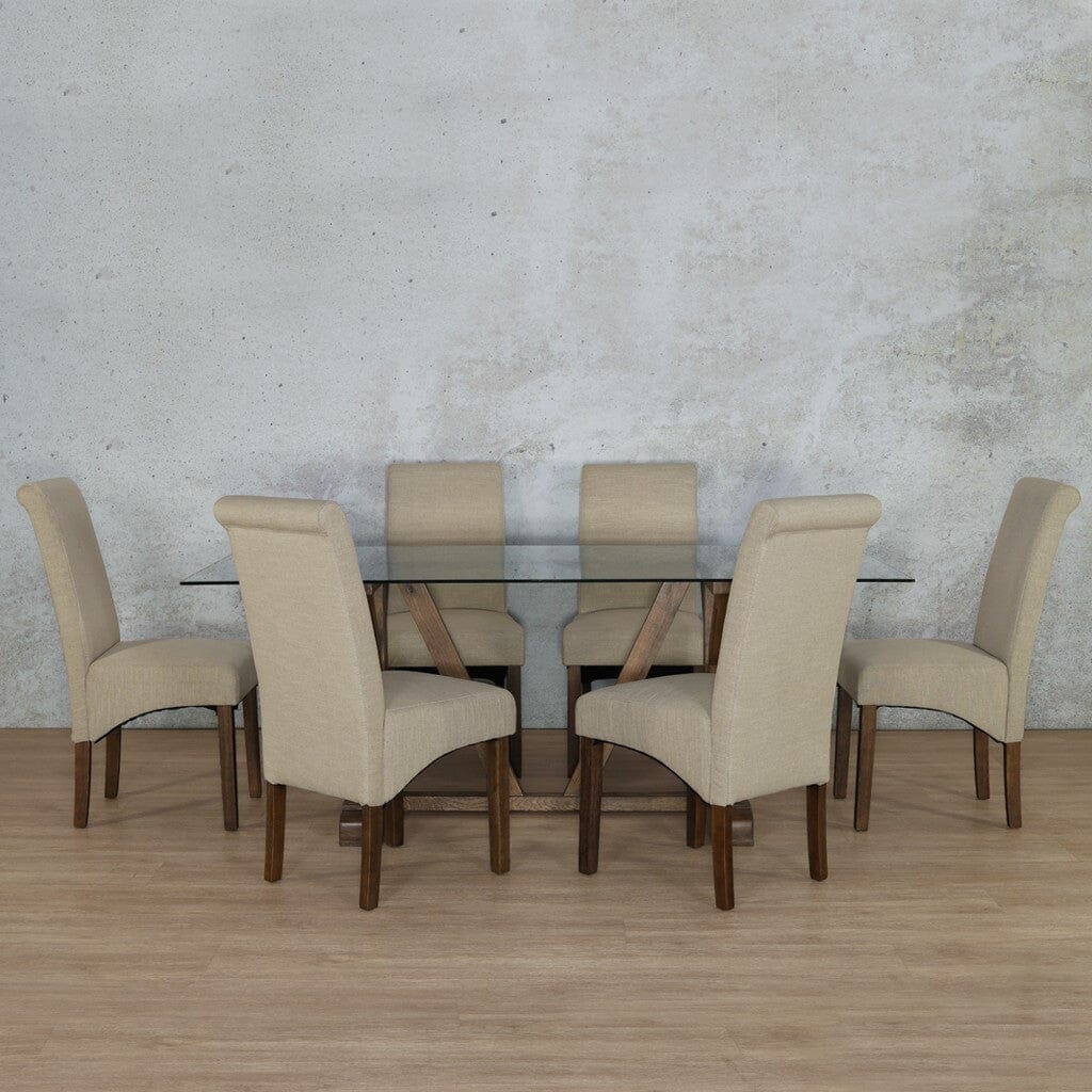 Berkeley Glass Top & Windsor 6 Seater Dining Set Dining room set Leather Gallery  Antique Dark Oak 