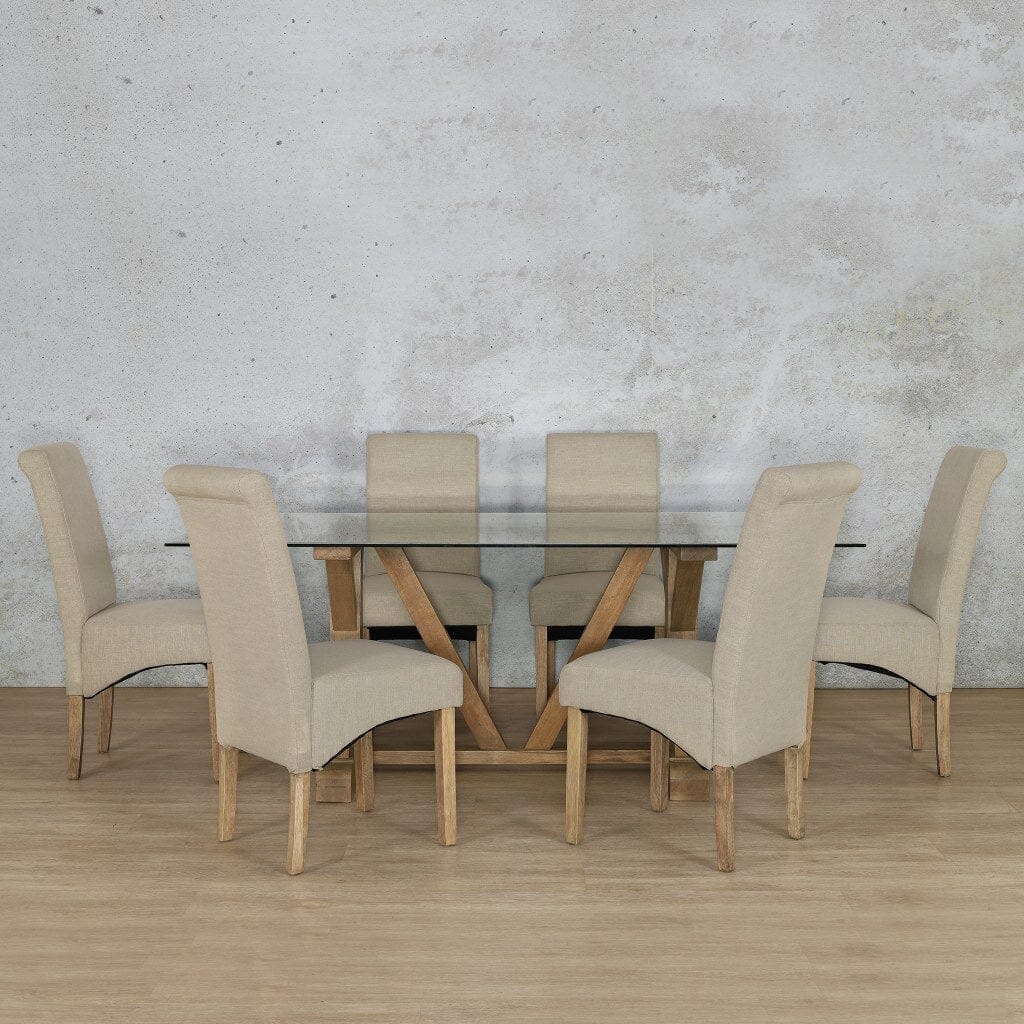 Berkeley Glass Top & Windsor 6 Seater Dining Set Dining room set Leather Gallery  Antique Natural Oak 