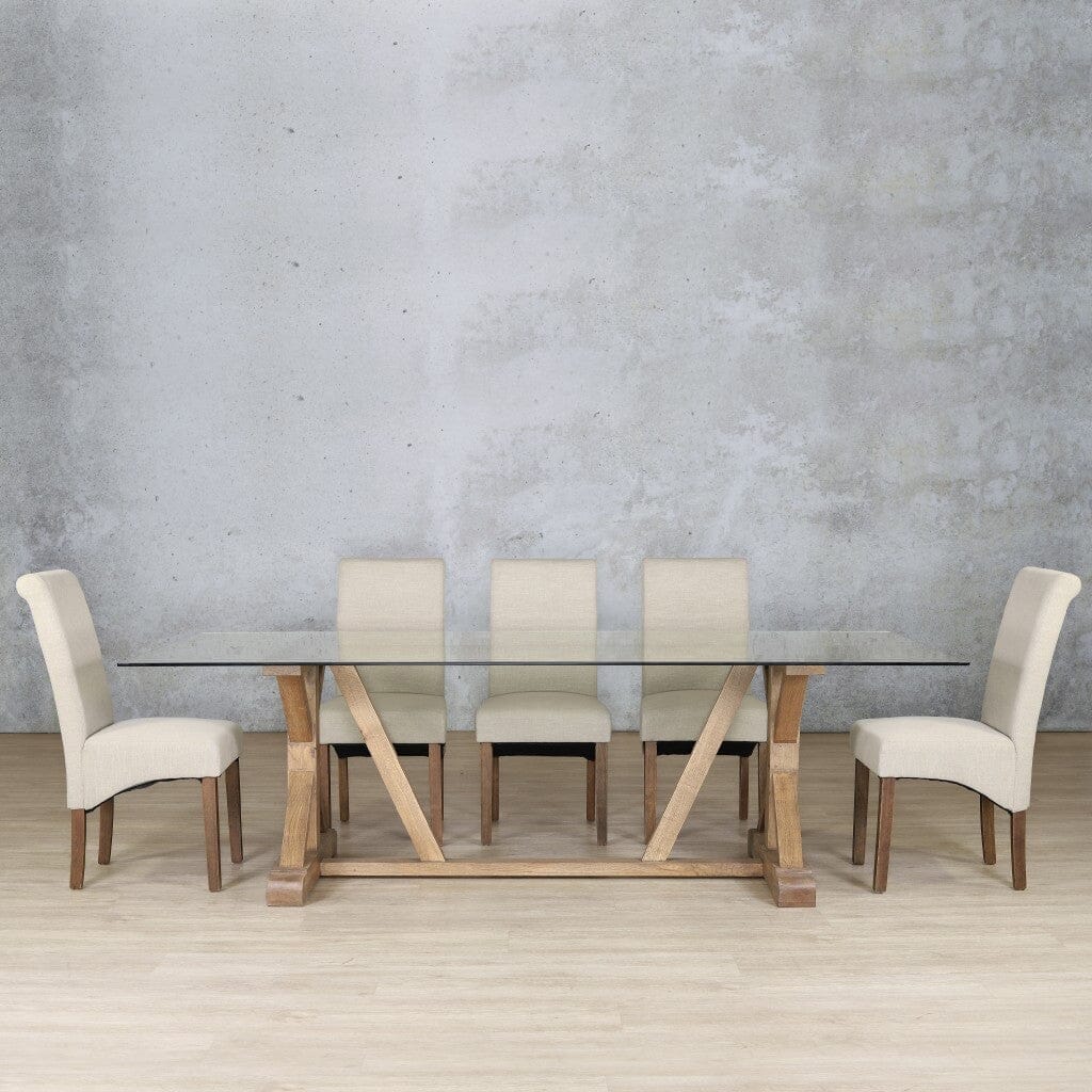 Berkeley Glass Top & Windsor 8 Seater Dining Set Dining room set Leather Gallery Antique Dark Oak 