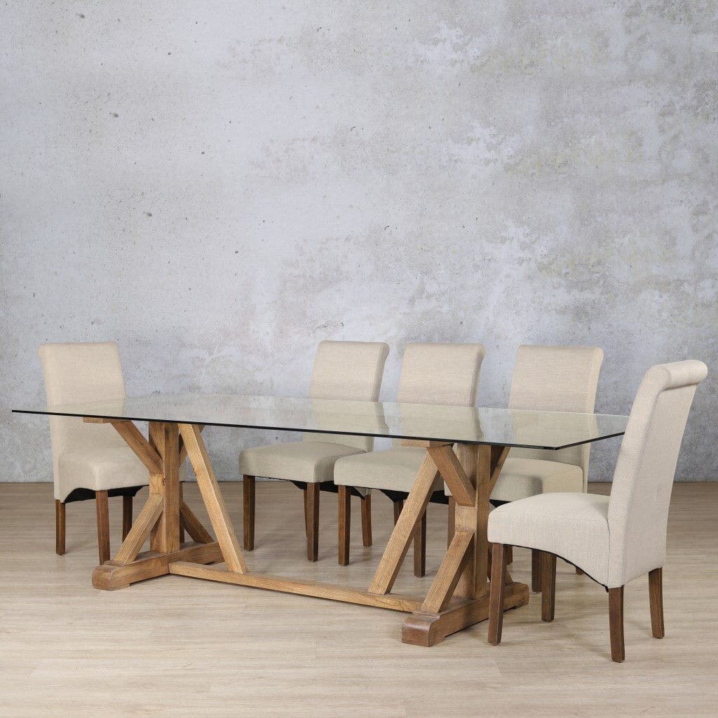 Berkeley Glass Top & Windsor 8 Seater Dining Set Dining room set Leather Gallery  Antique Dark Oak 