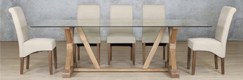 Berkeley Glass Top & Windsor 8 Seater Dining Set Dining room set Leather Gallery 