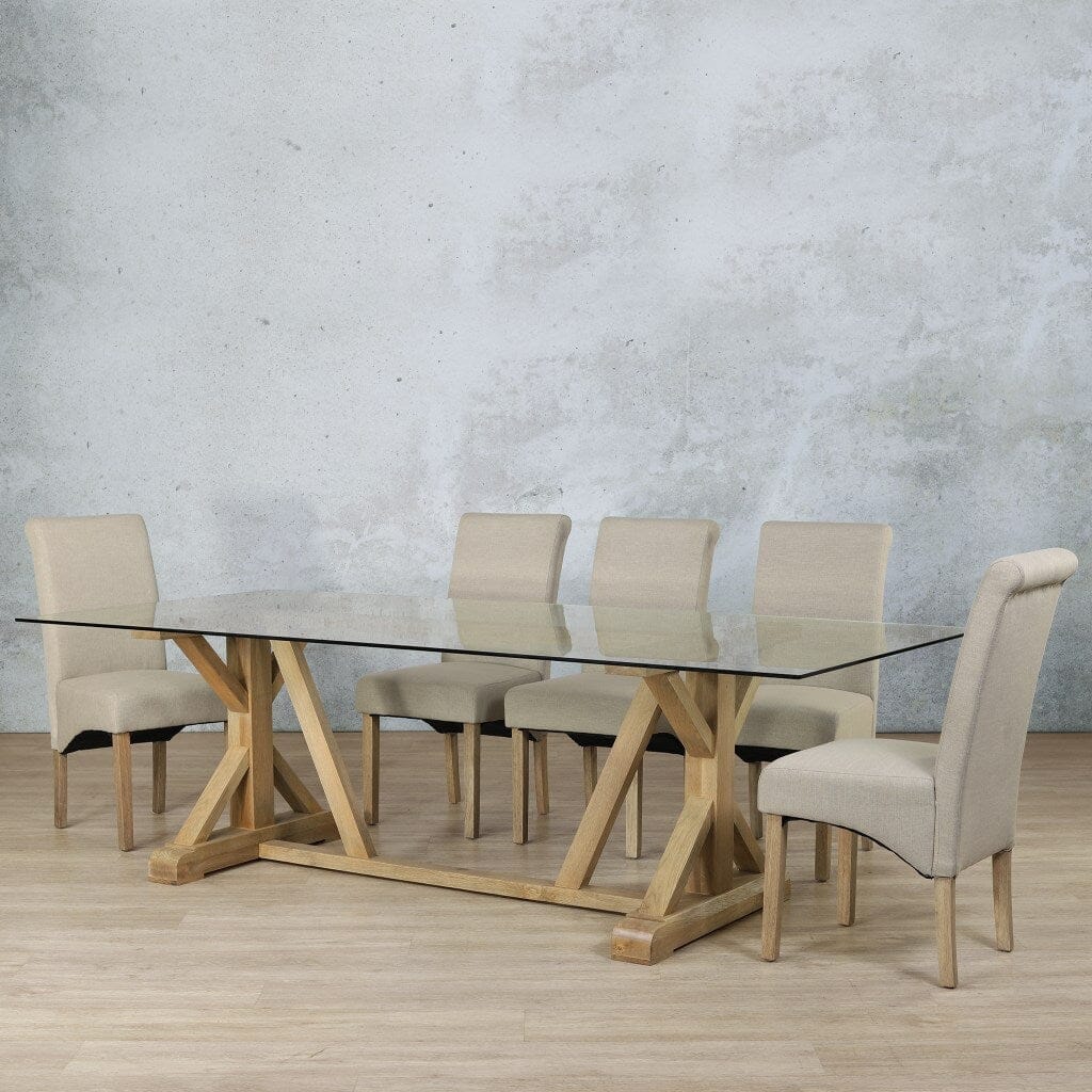 Berkeley Glass Top & Windsor 8 Seater Dining Set Dining room set Leather Gallery  Antique Natural Oak 