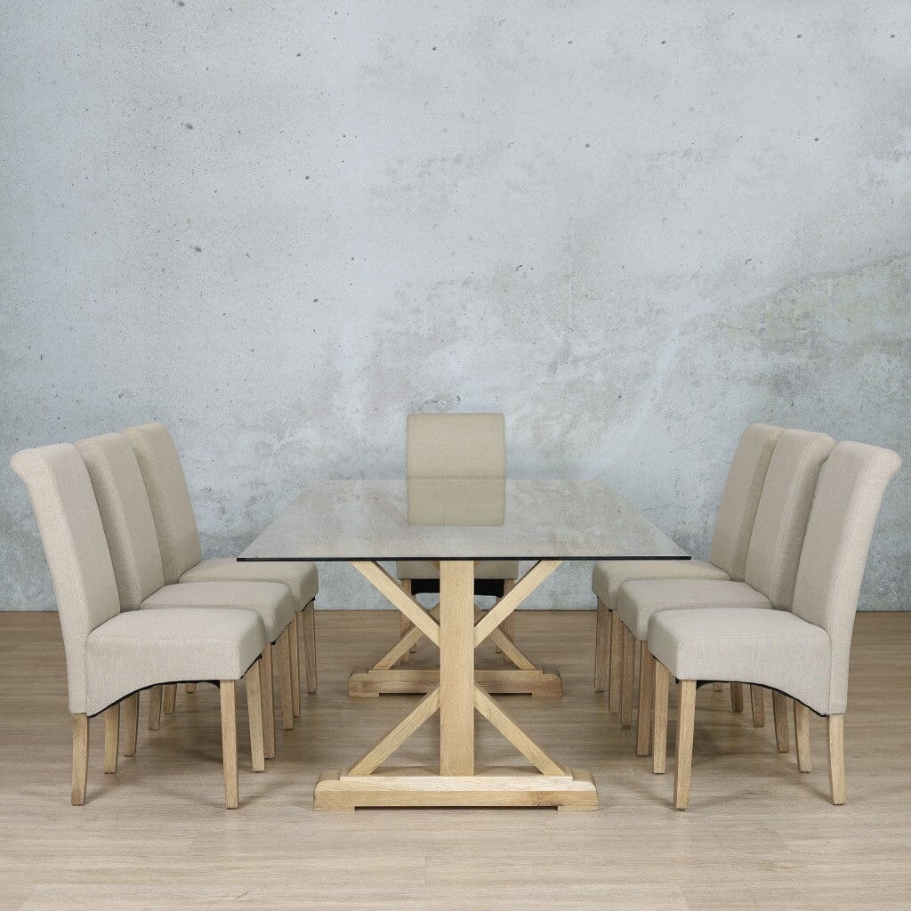 Berkeley Glass Top & Windsor 8 Seater Dining Set Dining room set Leather Gallery  Antique Natural Oak 