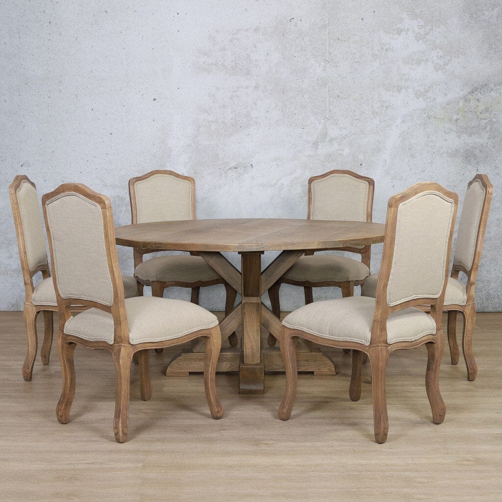 Berkeley Round 1500 6 Seater & Duke Dining Set Dining Table Leather Gallery Antique Natural Oak 1500 Diameter 