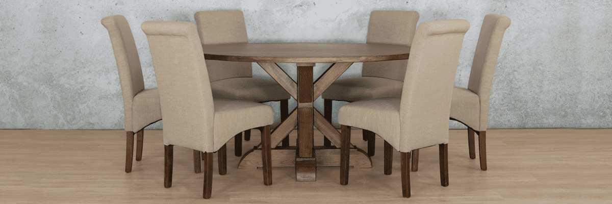 Berkeley Round 1500 6 Seater &amp; Windsor Dining Set Dining Table Leather Gallery 