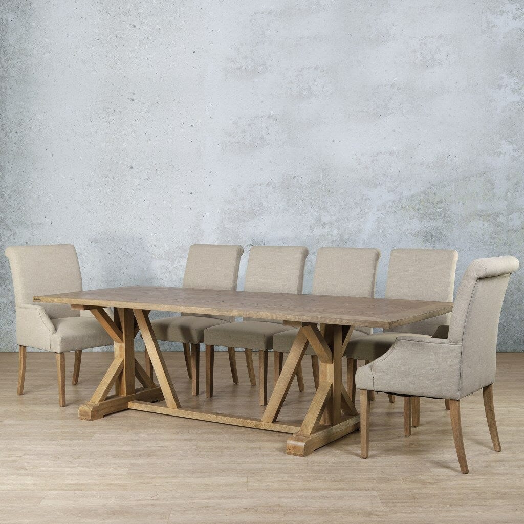Berkeley Wood Top & Baron 10 Seater Dining Set Dining room set Leather Gallery  Antique Natural Oak 