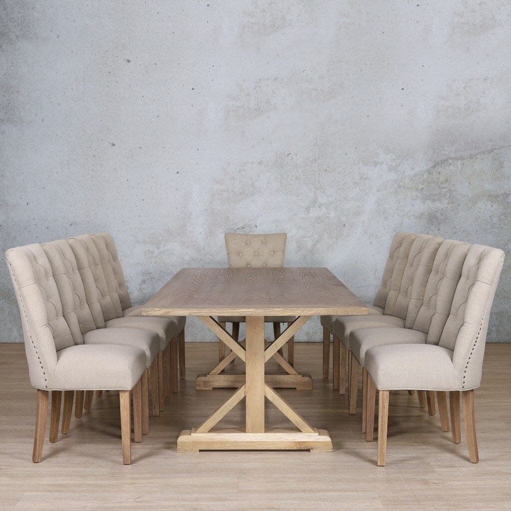 Berkeley Wood Top & Duchess 10 Seater Dining Set Dining room set Leather Gallery  Antique Natural Oak 