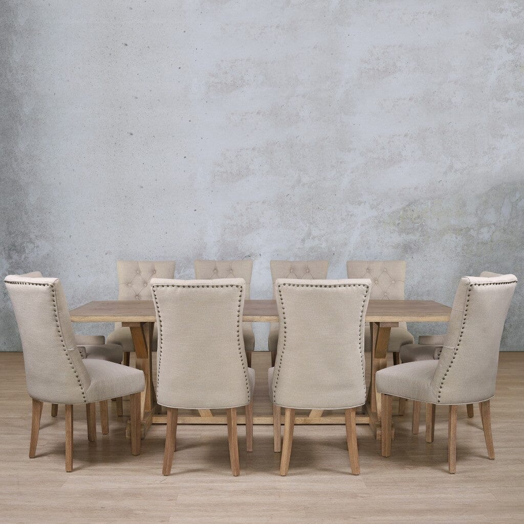 Berkeley Wood Top & Duchess 10 Seater Dining Set Dining room set Leather Gallery  Antique Natural Oak 