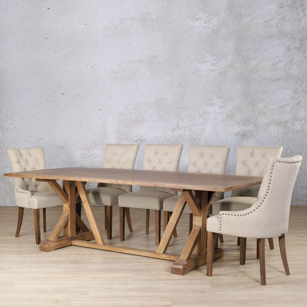 Berkeley Wood Top & Duchess 10 Seater Dining Set Dining room set Leather Gallery  Antique Dark Oak 