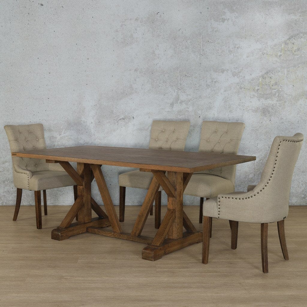 Berkeley Wood Top & Duchess 6 Seater Dining Set Dining room set Leather Gallery  Antique Dark Oak 