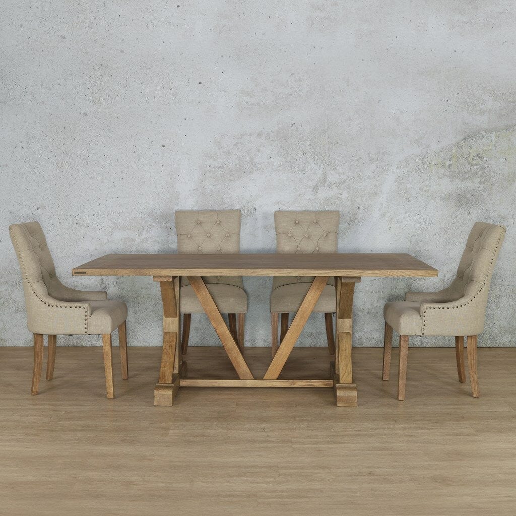 Berkeley Wood Top & Duchess 6 Seater Dining Set Dining room set Leather Gallery  Antique Natural Oak 