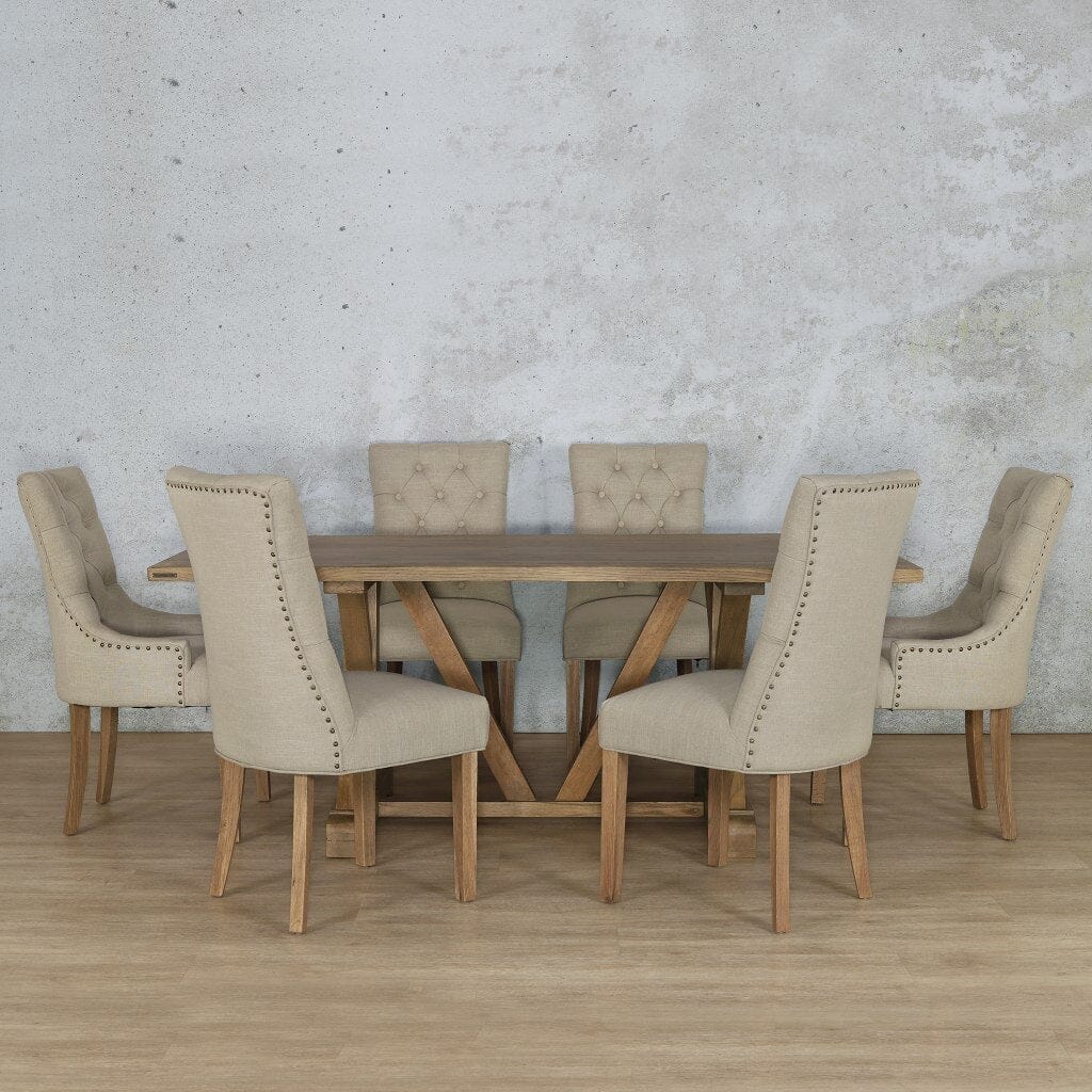 Berkeley Wood Top & Duchess 6 Seater Dining Set Dining room set Leather Gallery  Antique Natural Oak 