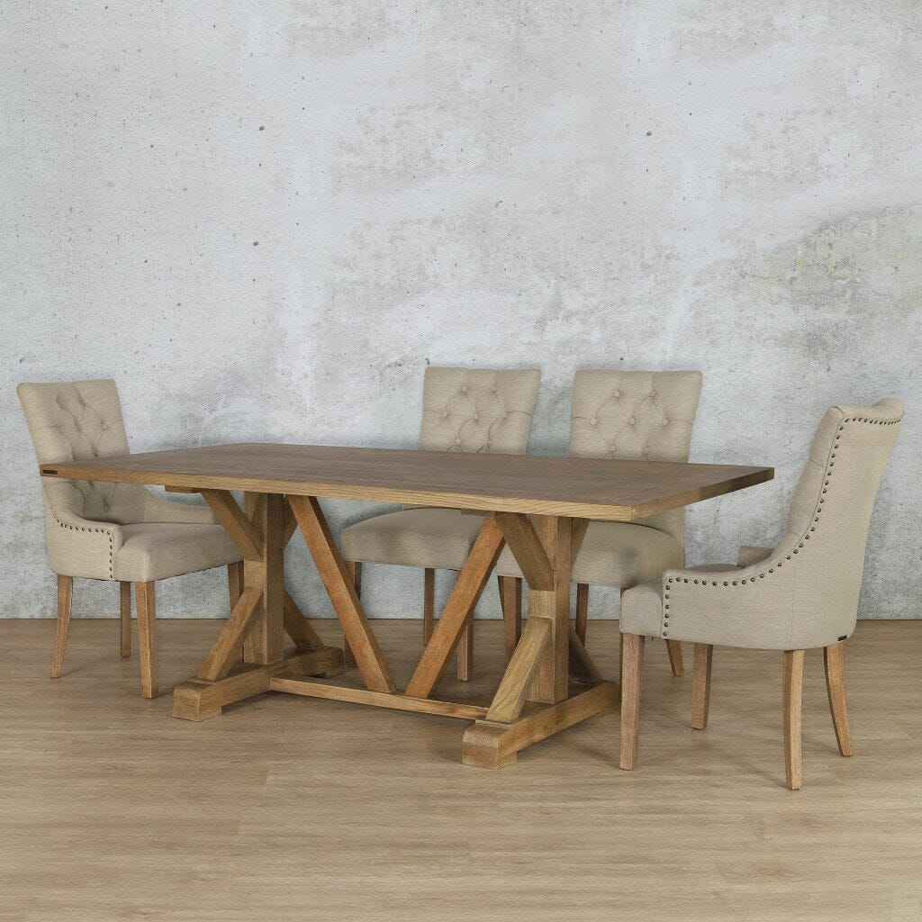 Berkeley Wood Top & Duchess 6 Seater Dining Set Dining room set Leather Gallery  Antique Natural Oak 