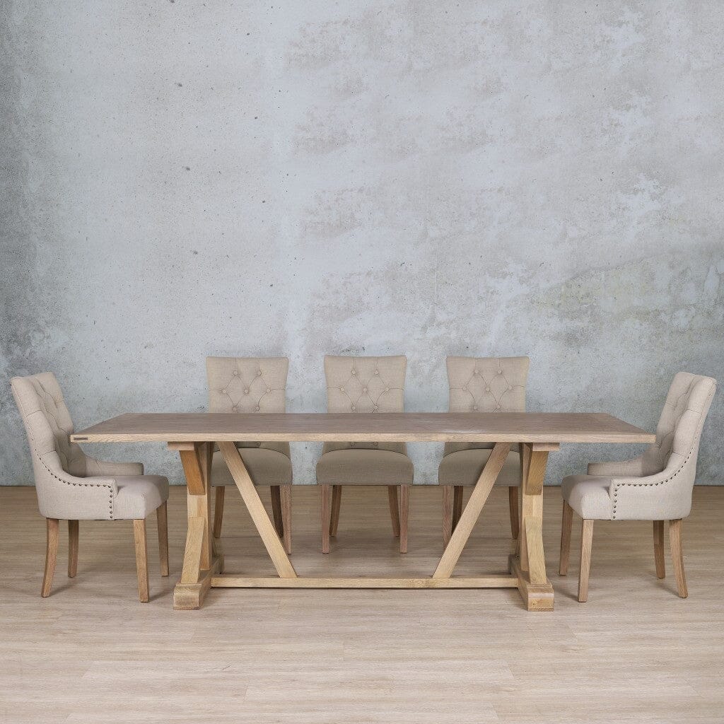 Berkeley Wood Top & Duchess 8 Seater Dining Set Dining room set Leather Gallery Antique Natural Oak 