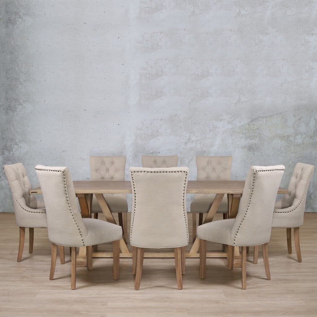 Berkeley Wood Top & Duchess 8 Seater Dining Set Dining room set Leather Gallery  Antique Natural Oak 