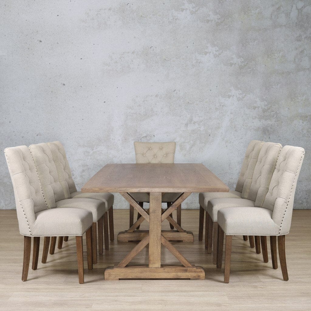 Berkeley Wood Top & Duchess 8 Seater Dining Set Dining room set Leather Gallery  Antique Dark Oak 