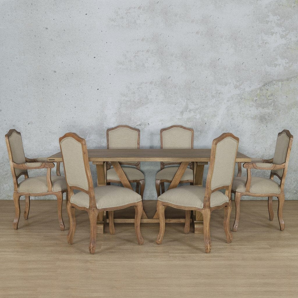 Berkeley Wood Top & Duke 6 Seater Dining Set Dining room set Leather Gallery  Antique Natural Oak 