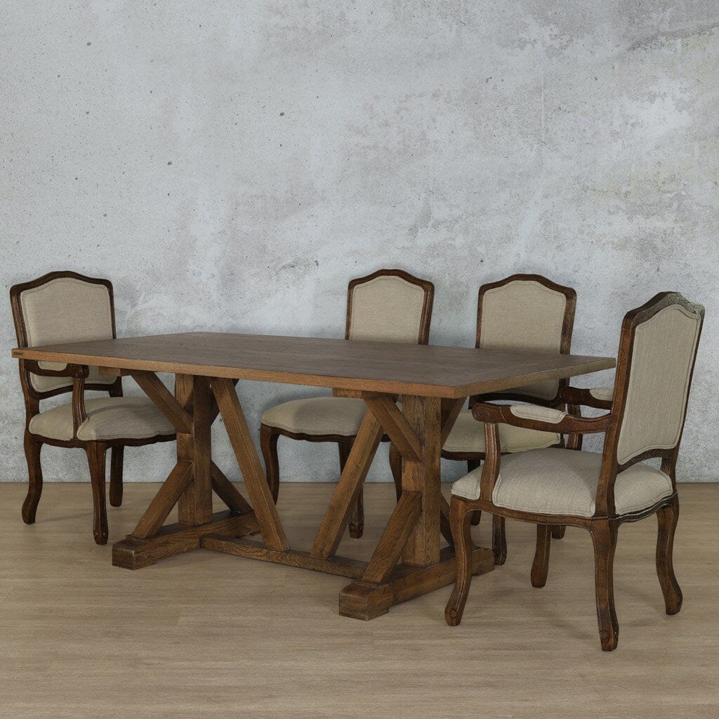 Berkeley Wood Top & Duke 6 Seater Dining Set Dining room set Leather Gallery  Antique Dark Oak 