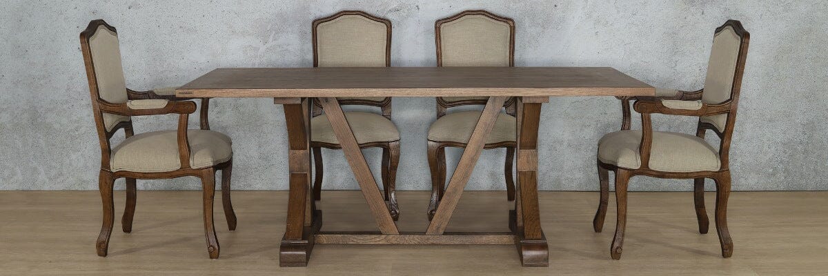 Berkeley Wood Top & Duke 6 Seater Dining Set Dining room set Leather Gallery 