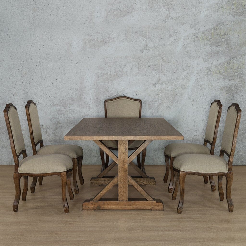 Berkeley Wood Top & Duke 6 Seater Dining Set Dining room set Leather Gallery  Antique Dark Oak 