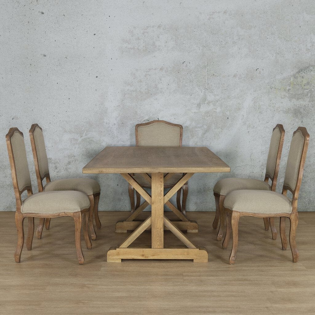 Berkeley Wood Top & Duke 6 Seater Dining Set Dining room set Leather Gallery  Antique Natural Oak 