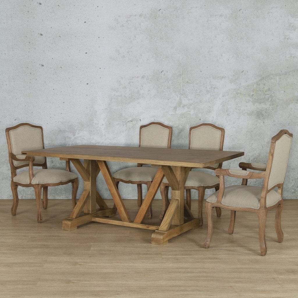 Berkeley Wood Top & Duke 6 Seater Dining Set Dining room set Leather Gallery  Antique Natural Oak 